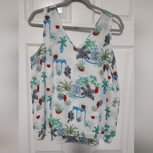 Ann Taylor Factory Sleeveless Garden Scene Top - Size M